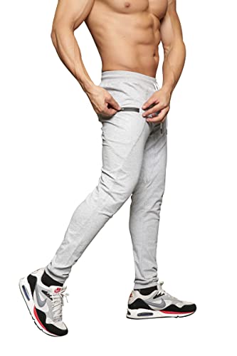 MAIKANONG Mens Slim Fit Joggers Tapered Sweatpants for Gym Running Athletic Grey