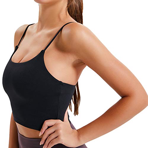 Lemedy Women Padded Sports Bra Fitness Workout Running Shirts Yoga Tank Top (M, Black)