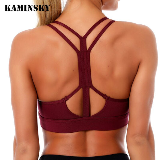 Kaminsky Women Sport Bra Gathered Running Fitness Gym Shockproof Bra High Elasticity Breathable Sweat Tank Top Athletic Vest